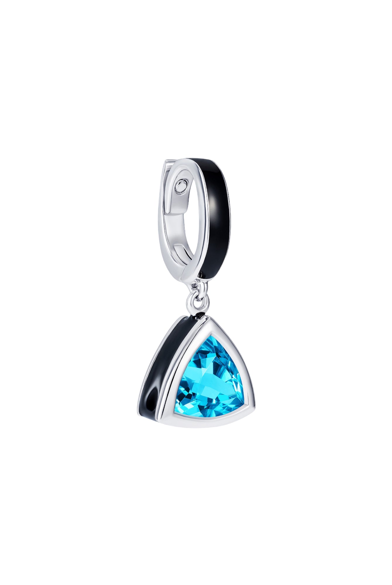 Sterling silver charm with trillion-cut blue topaz and hand-applied black enamel - Something Blue By Ostro