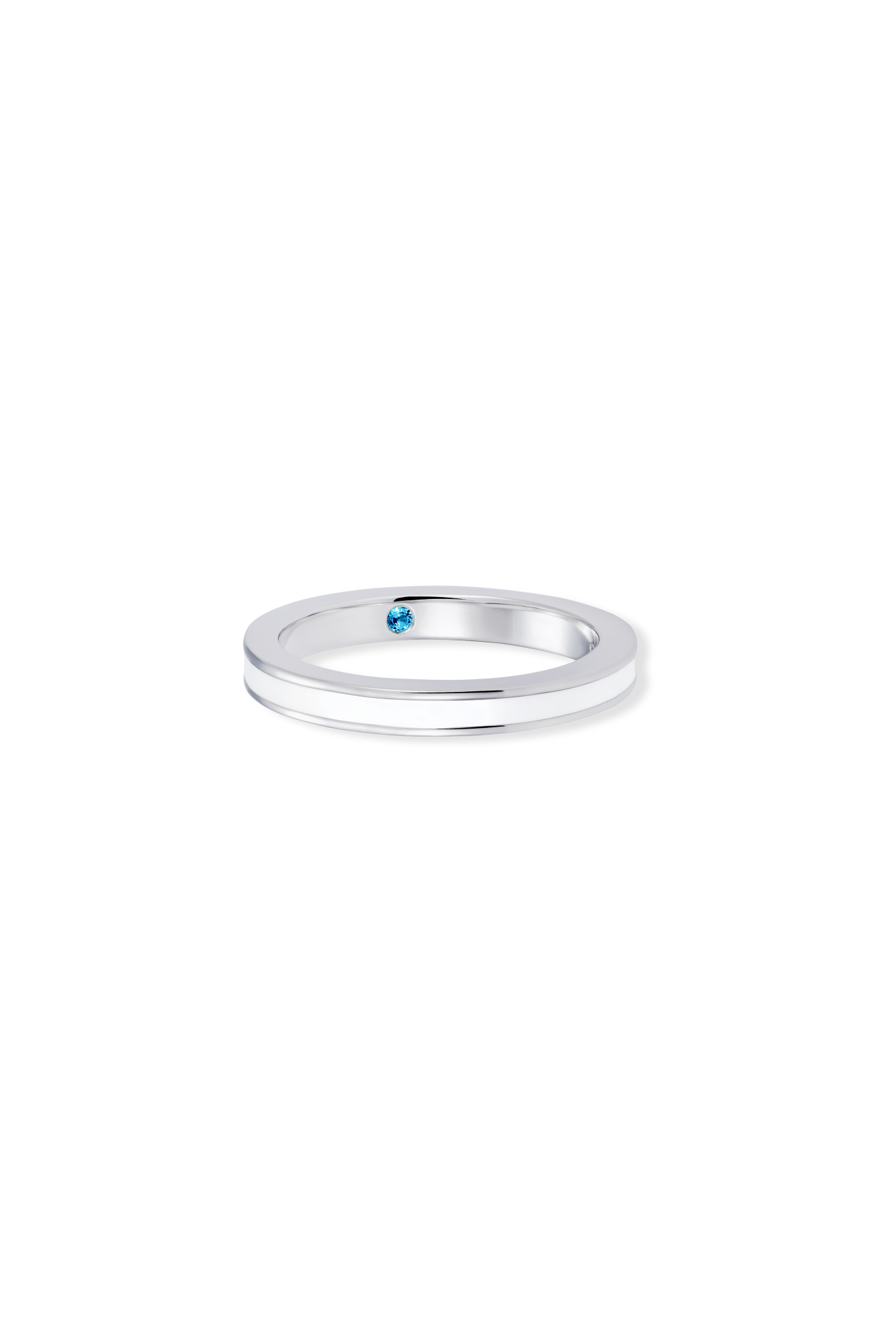 White enamel sterling silver ring with hidden blue topaz gemstone - Something Blue By Ostro