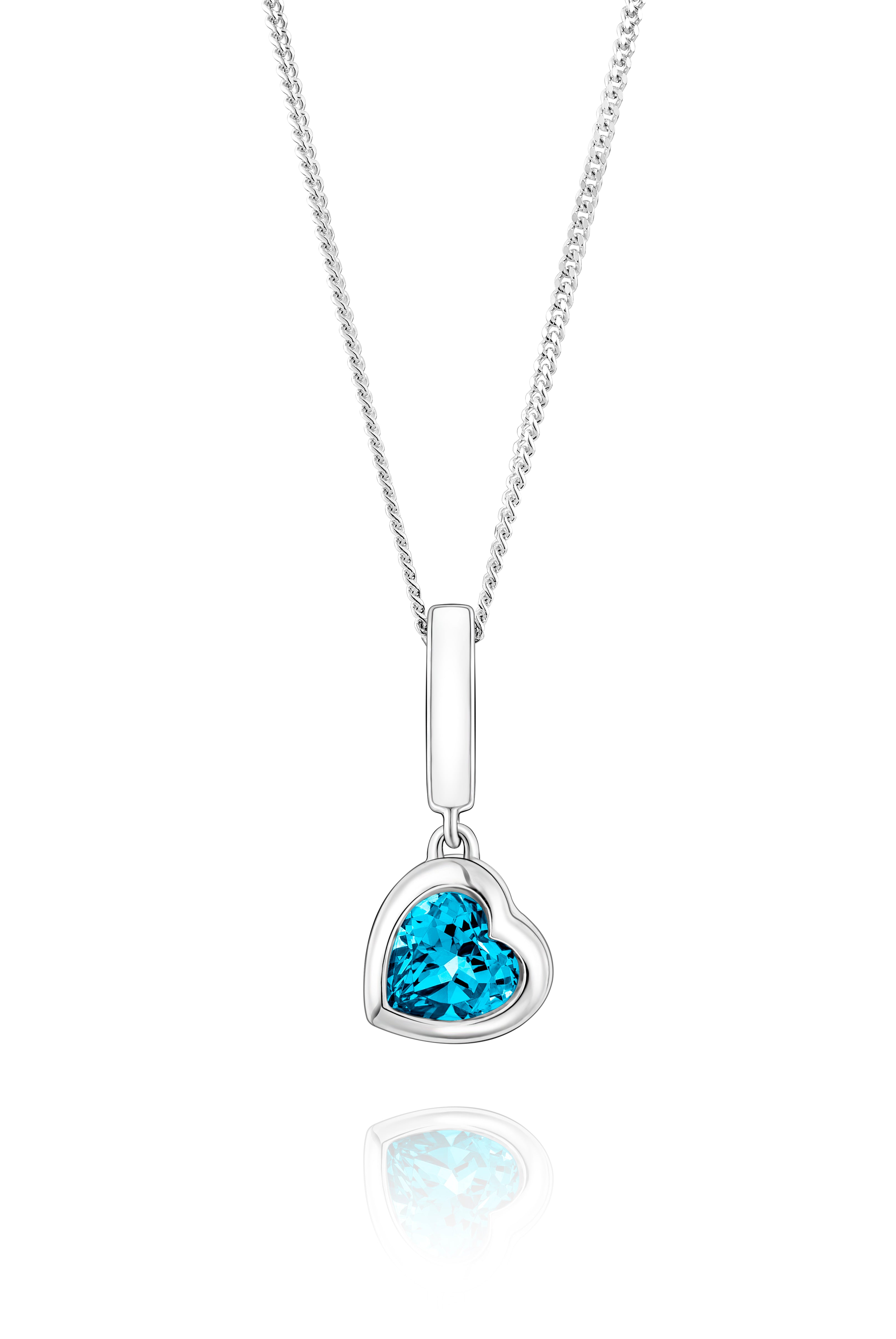 Sterling silver necklace with heart-shaped blue topaz charm and hand-applied white enamel - Something Blue By Ostro