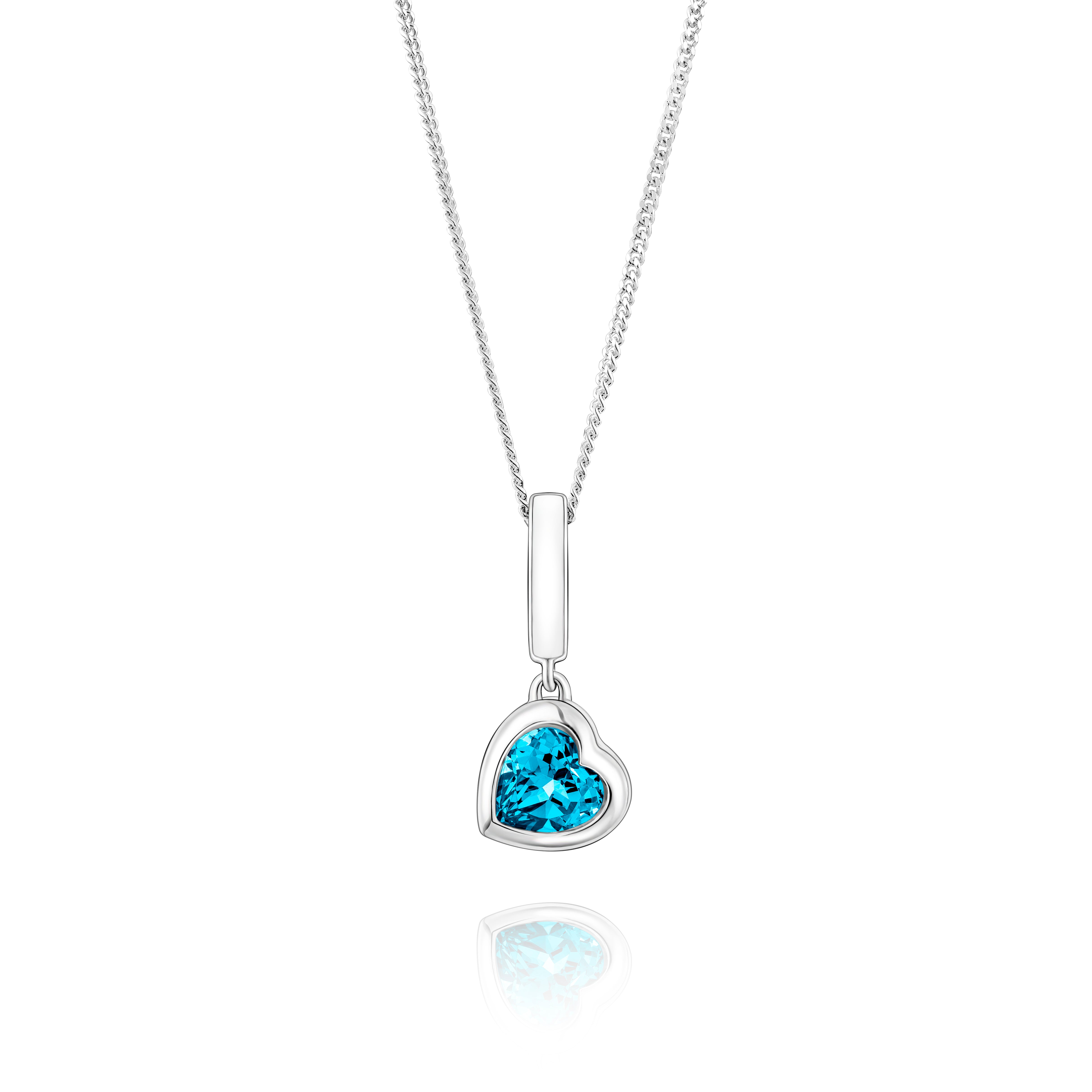 Sterling silver necklace with heart-shaped blue topaz charm and hand-applied white enamel - Something Blue By Ostro