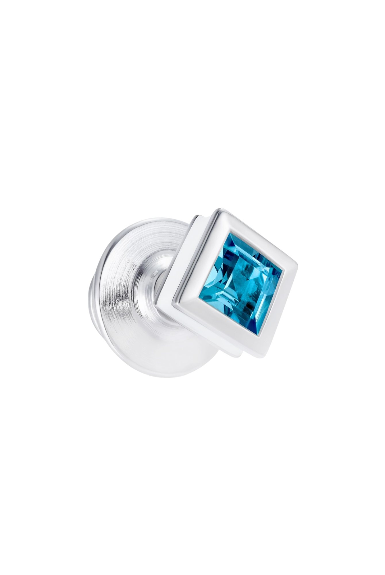 Blue topaz tie pin in rhodium plated sterling silver with white enamel - Something Blue By Ostro