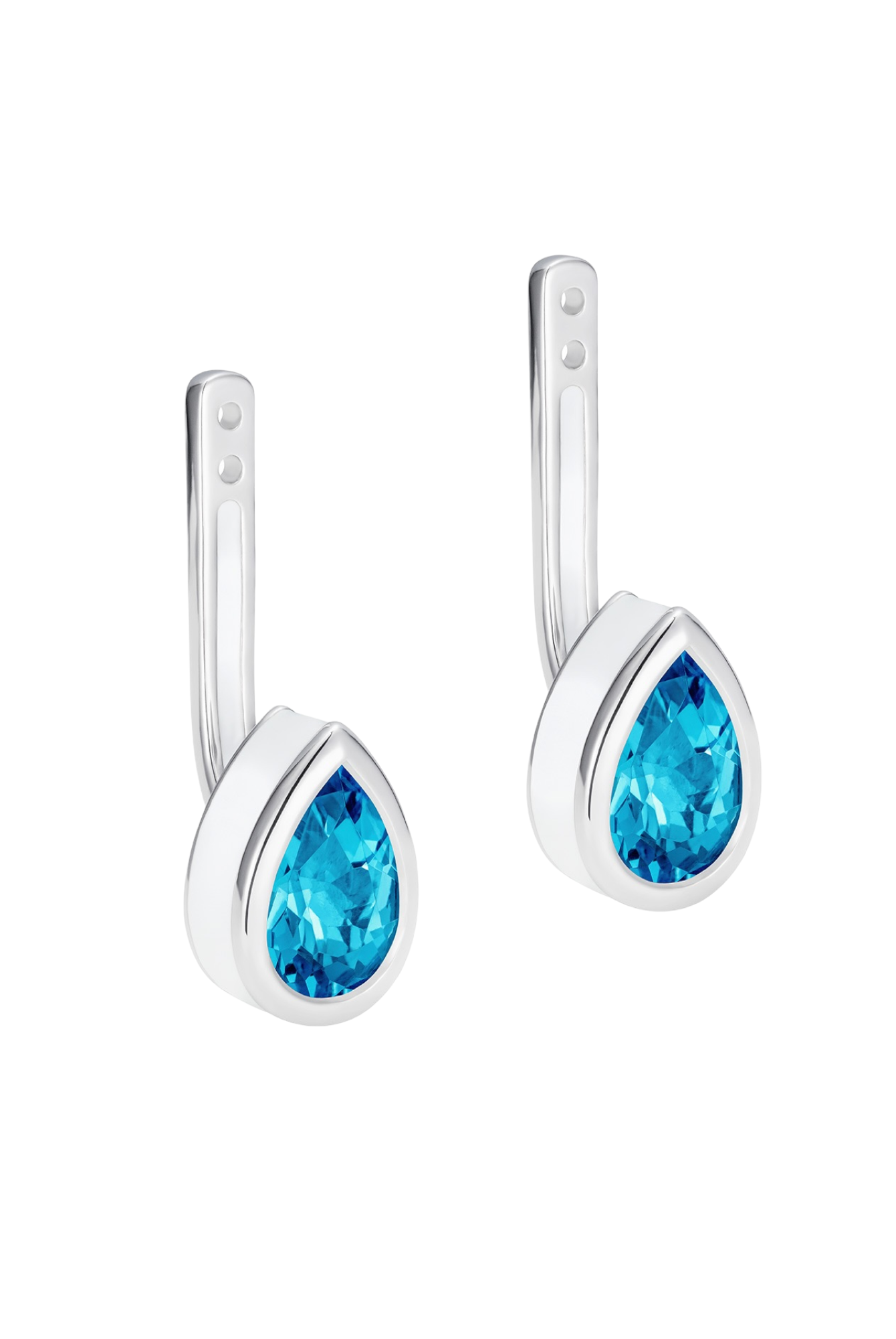 ear-shaped blue topaz earring drops in sterling silver with white enamel - Something Blue By Ostro