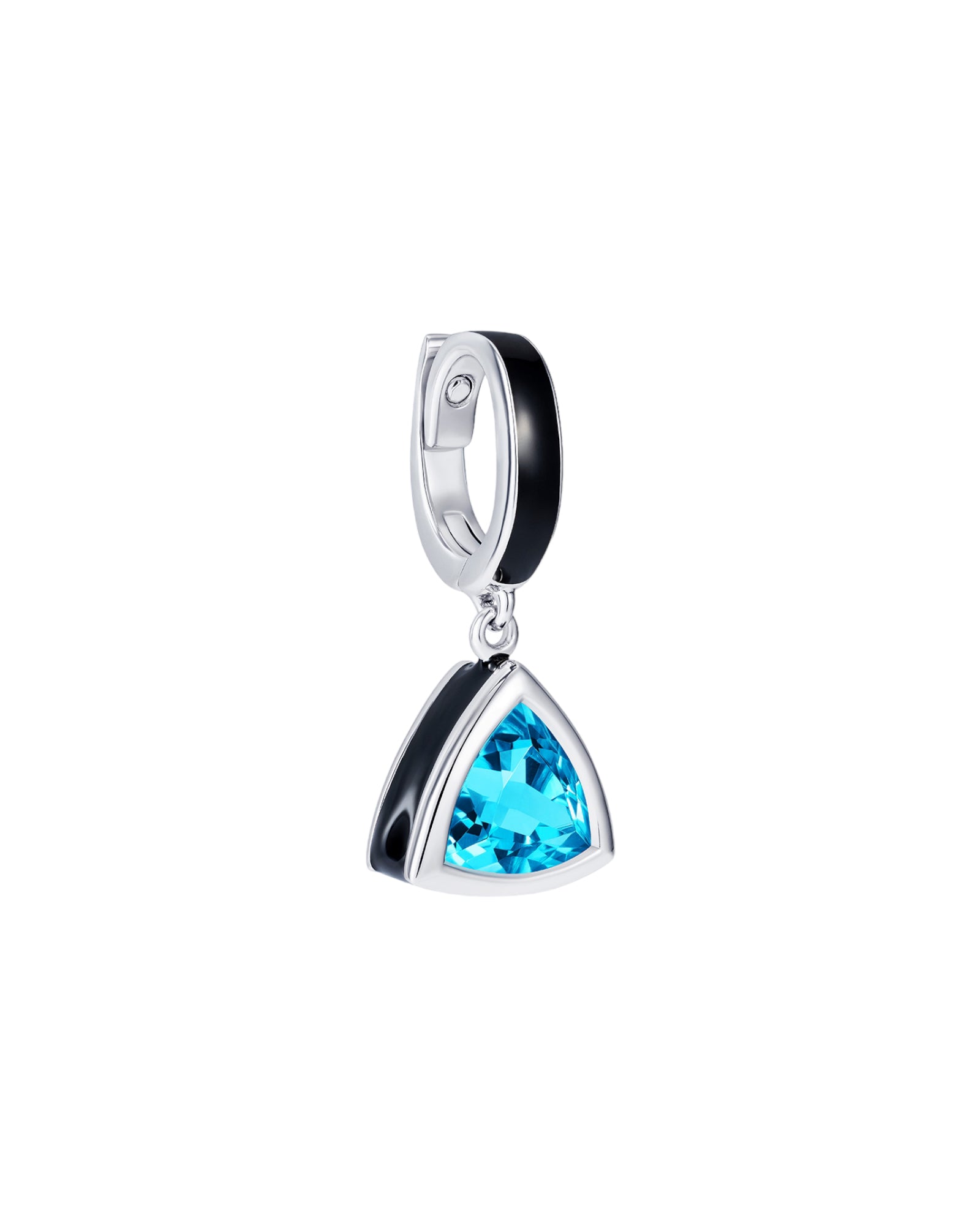 Sterling silver charm with trillion-cut blue topaz and hand-applied black enamel - Something Blue By Ostro