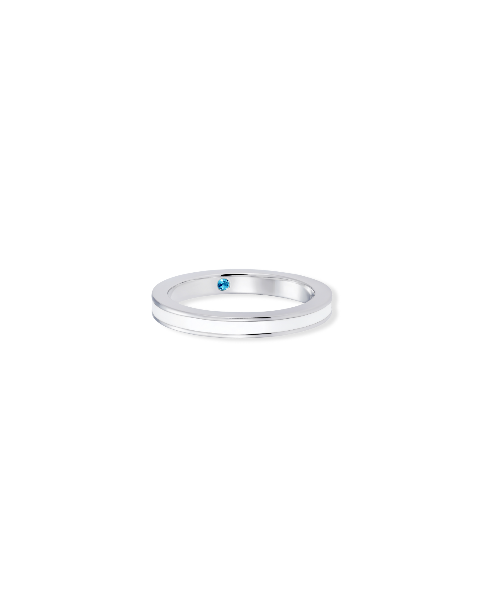 White enamel sterling silver ring with hidden blue topaz gemstone - Something Blue By Ostro