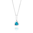 Sterling silver necklace with heart-shaped blue topaz charm and hand-applied white enamel - Something Blue By Ostro