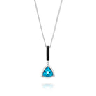 Sterling silver necklace with trillion-cut blue topaz charm and hand-applied black enamel - Something Blue By Ostro
