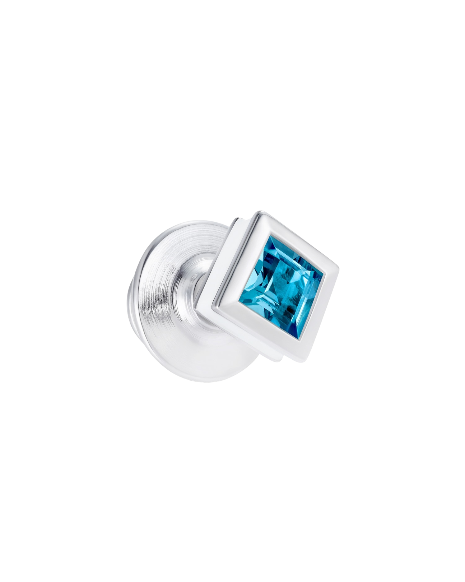 Blue topaz tie pin in rhodium plated sterling silver with white enamel - Something Blue By Ostro