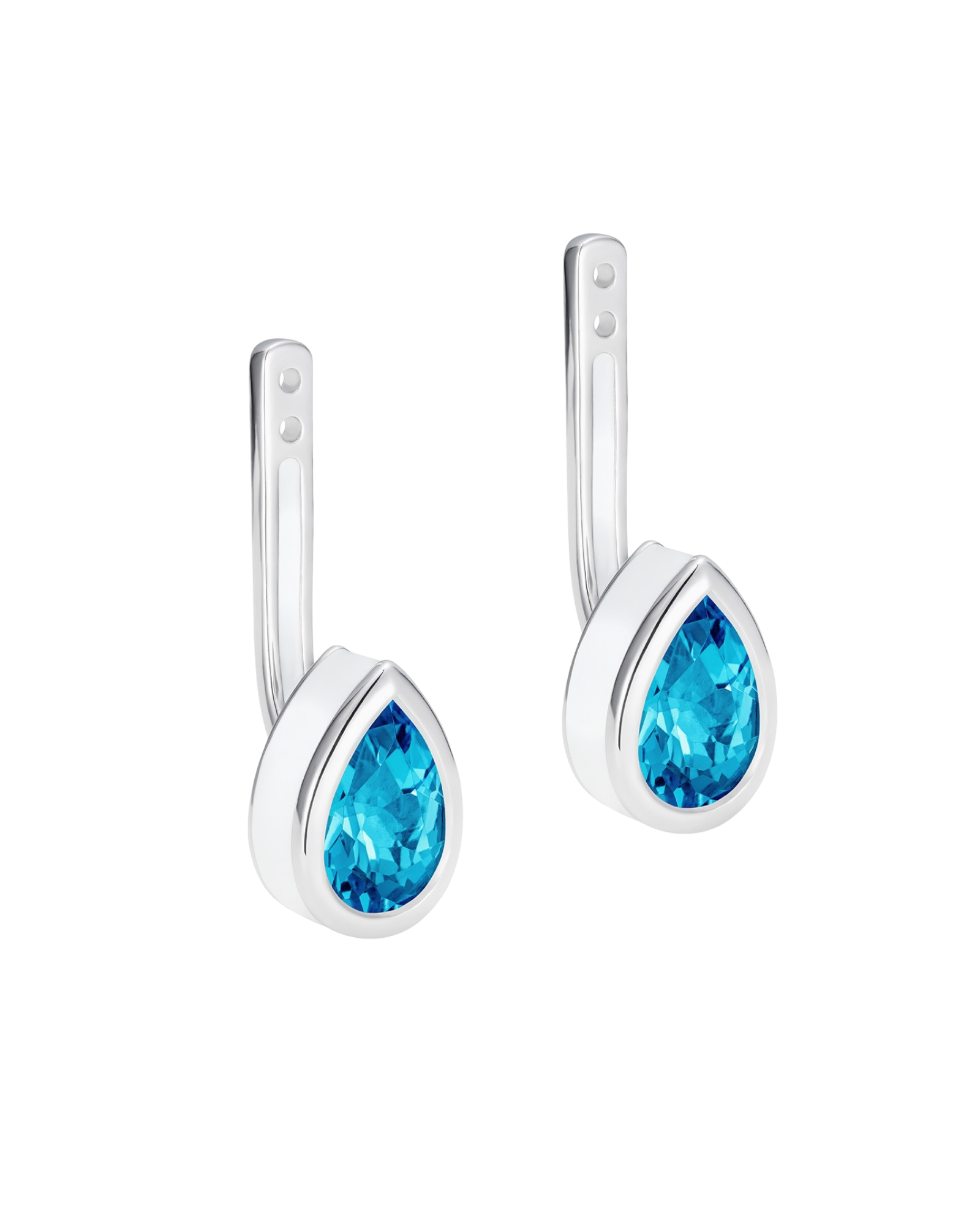 ear-shaped blue topaz earring drops in sterling silver with white enamel - Something Blue By Ostro